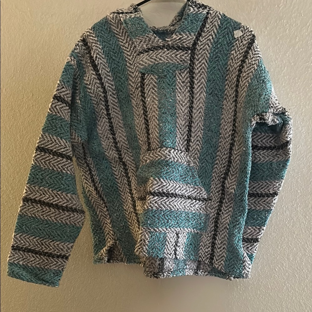 Striped Sweater - Teal and Gray